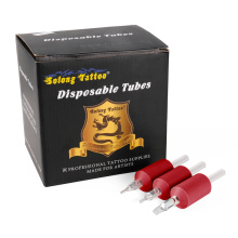 Solong Tattoo High Quality Soft Silicone Red Color 25mm Tattoo Tubes and Tips Grips Disposable